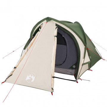 Cort de camping 2 persoane, verde, 320x140x120 cm, tafta 185T - Img 4