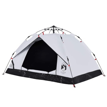 Cort de camping 3 persoane, alb opac, setare rapidă, țesătură - Img 4