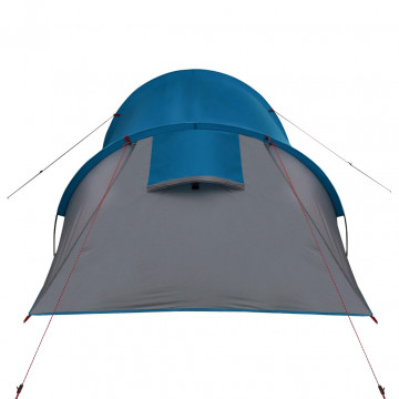 Cort de camping 3 persoane albastru, 370x185x116 cm, tafta 185T - Img 7