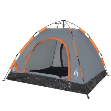 Cort de camping, 3 persoane, gri/portocaliu, setare rapidă - Img 4