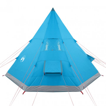 Cort de camping 4 persoane albastru, 367x367x259 cm, tafta 185T - Img 6