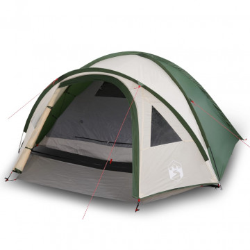 Cort de camping 4 persoane, verde, 300x250x132 cm, tafta 185T - Img 2