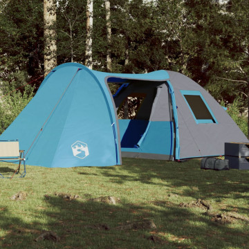 Cort de camping 6 persoane albastru, 466x342x200 cm, tafta 185T - Img 3
