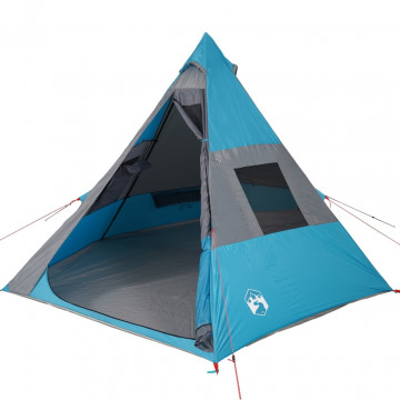 Cort de camping 7 persoane, albastru, 350x350x280cm, tafta 185T - Img 4