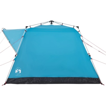 Cort de camping cabană 4 persoane albastru cu eliberare rapidă - Img 6