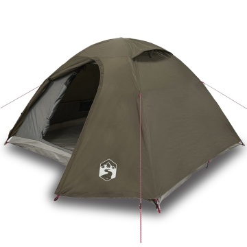 Cort de camping cupolă pentru 3 persoane, maro, impermeabil - Img 2