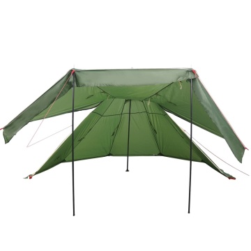 Cort de camping tipi pentru 5 persoane, verde, impermeabil - Img 7