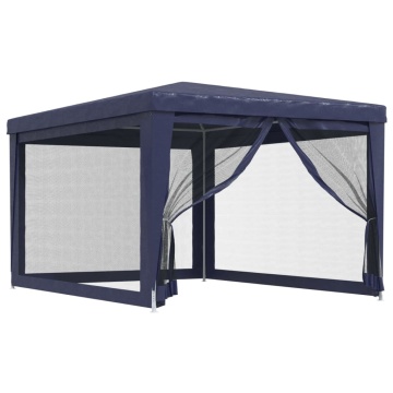 Cort de petrecere cu 4 pereți din plasă, albastru, 3x4 m, HDPE - Img 2