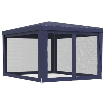 Cort de petrecere cu 4 pereți din plasă, albastru, 3x4 m, HDPE - Img 7