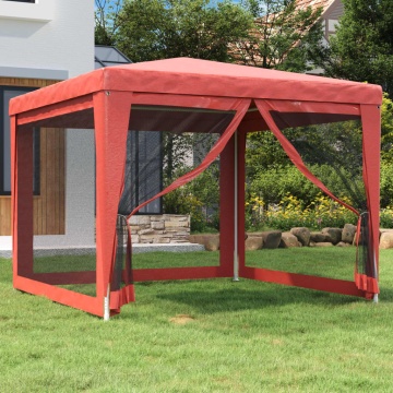 Cort de petrecere cu 4 pereți din plasă, roșu, 3x3 m, HDPE - Img 1