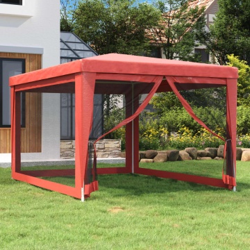 Cort de petrecere cu 4 pereți din plasă, roșu, 3x4 m, HDPE - Img 1