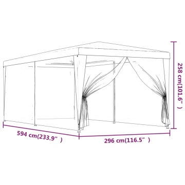 Cort de petrecere cu 6 pereți din plasă, antracit, 3x6 m, HDPE - Img 6