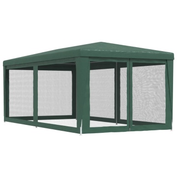 Cort de petrecere cu 6 pereți din plasă, verde, 3x6 m, HDPE - Img 7