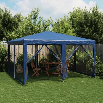 Cort de petrecere cu 8 pereți din plasă, albastru, 4x4 m HDPE - Img 1