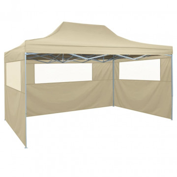 Cort de petrecere pliabil cu 3 pereți, crem, 3 x 4 m, oțel - Img 1