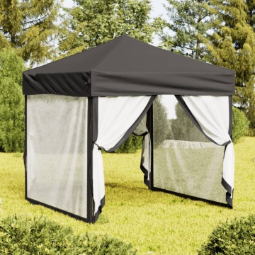 Cort pliabil pentru petrecere, pereți laterali, antracit, 2x2 m - Img 1