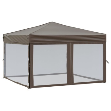 Cort pliabil pentru petrecere, pereți laterali, taupe, 3x3 m - Img 2