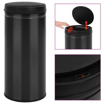 Coș de gunoi automat cu senzor, 80 L, negru, oțel carbon - Img 1