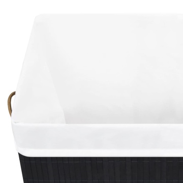 Coș de rufe din bambus cu o secțiune, negru, 83 L - Img 6