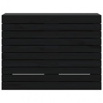 Coș de rufe, negru, 88,5x44x66 cm, lemn masiv de pin - Img 8