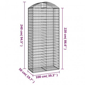 Coș gabion arcuit, 100x50x220/240 cm, fier galvanizat - Img 5