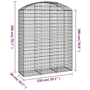 Coș gabion arcuit, 150x50x180/200 cm, fier galvanizat - Img 5