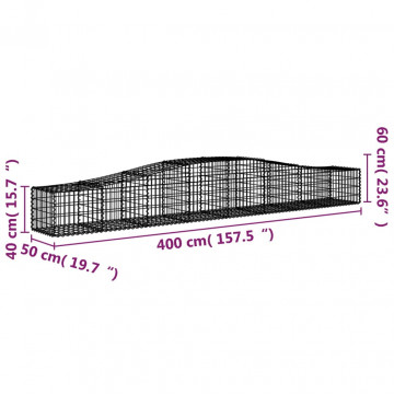 Coș gabion arcuit 400x50x40/60 cm fier galvanizat - Img 5