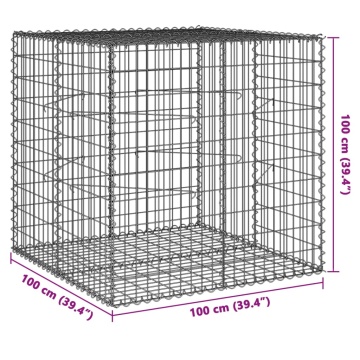 Coș gabion cu capac, 100x100x100 cm, fier galvanizat - Img 6