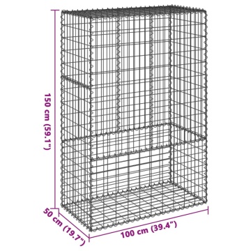 Coș gabion cu capac, 100x50x150 cm, fier galvanizat - Img 6