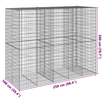Coș gabion cu capac, 250x100x200 cm, fier galvanizat - Img 6
