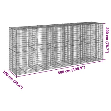 Coș gabion cu capac, 500x100x200 cm, fier galvanizat - Img 6
