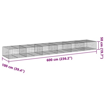 Coș gabion cu capac, 600x100x50 cm, fier galvanizat - Img 6