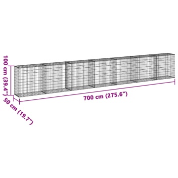 Coș gabion cu capac, 700x50x100 cm, fier galvanizat - Img 6