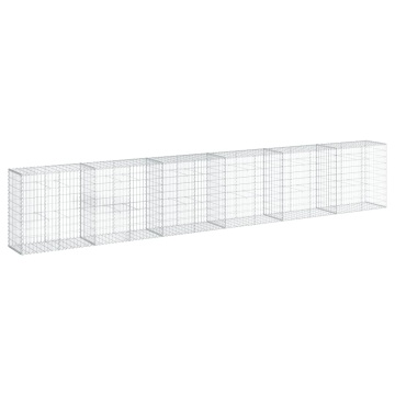 Coș gabion cu capac, argintiu, 600x50x100 cm, fier galvanizat - Img 2