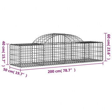 Coșuri gabion arcuite 2 buc, 200x50x40/60 cm, fier galvanizat - Img 5