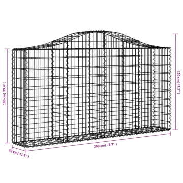 Coșuri gabion arcuite 3 buc, 200x30x100/120 cm fier galvanizat - Img 5