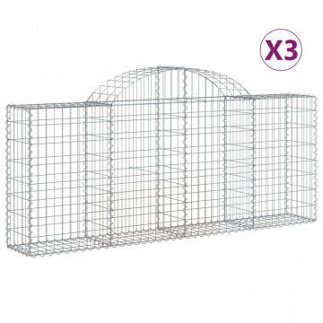 Coșuri gabion arcuite 3 buc, 200x30x80/100cm, fier galvanizat - Img 2