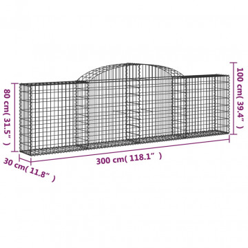 Coșuri gabion arcuite 3 buc., 300x30x80/100 cm, fier galvanizat - Img 5