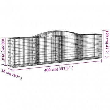 Coșuri gabion arcuite 4 buc, 400x50x100/120 cm fier galvanizat - Img 5