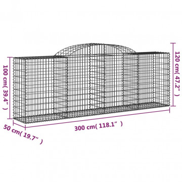 Coșuri gabion arcuite 5 buc, 300x50x100/120 cm, fier galvanizat - Img 5