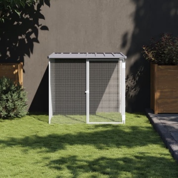 Coteț pui cu acoperiș gri deschis 103x98x90 cm oțel galvanizat - Img 1