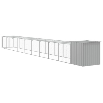 Coteț pui cu incintă gri deschis 110x1017x110cm oțel galvanizat - Img 8