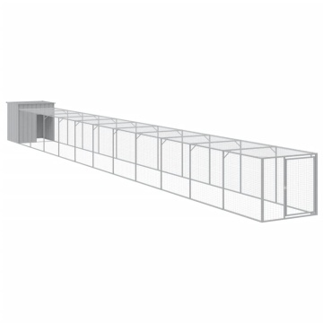 Coteț pui cu incintă gri deschis 110x1221x110cm oțel galvanizat - Img 2