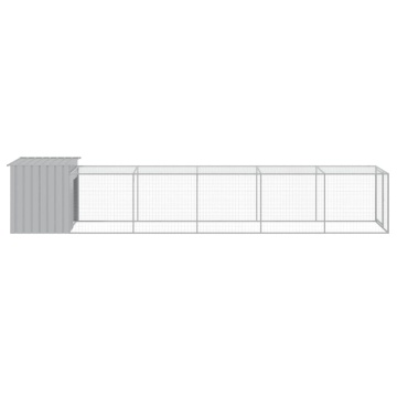 Coteț pui cu incintă gri deschis 110x609x110 cm oțel galvanizat - Img 4