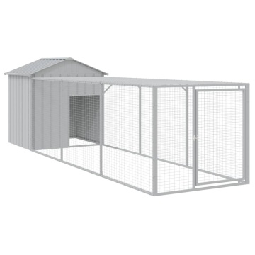Coteț pui cu incintă gri deschis 117x405x123 cm oțel galvanizat - Img 2