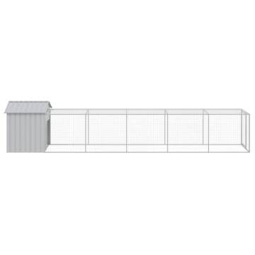Coteț pui cu incintă gri deschis 117x609x123 cm oțel galvanizat - Img 4