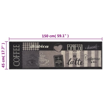 Covor de bucătărie lavabil Coffee, negru, 45x150 cm, catifea - Img 5