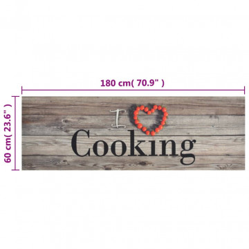Covor de bucătărie lavabil Cooking, gri, 60x180 cm, catifea - Img 5