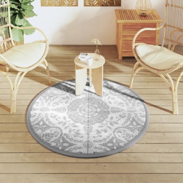 Covor de exterior, ARAKIL gri deschis, Ø120 cm, PP - Img 3