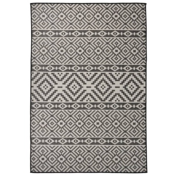 Covor de exterior, dungi negre, 160x230 cm, țesătură plată - Img 1